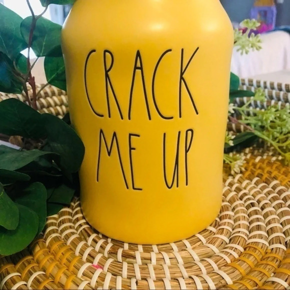Rae Dunn “Crack Me Up” Yellow Ceramic Canister Easter Spring Decor NWT - Picture 2 of 3